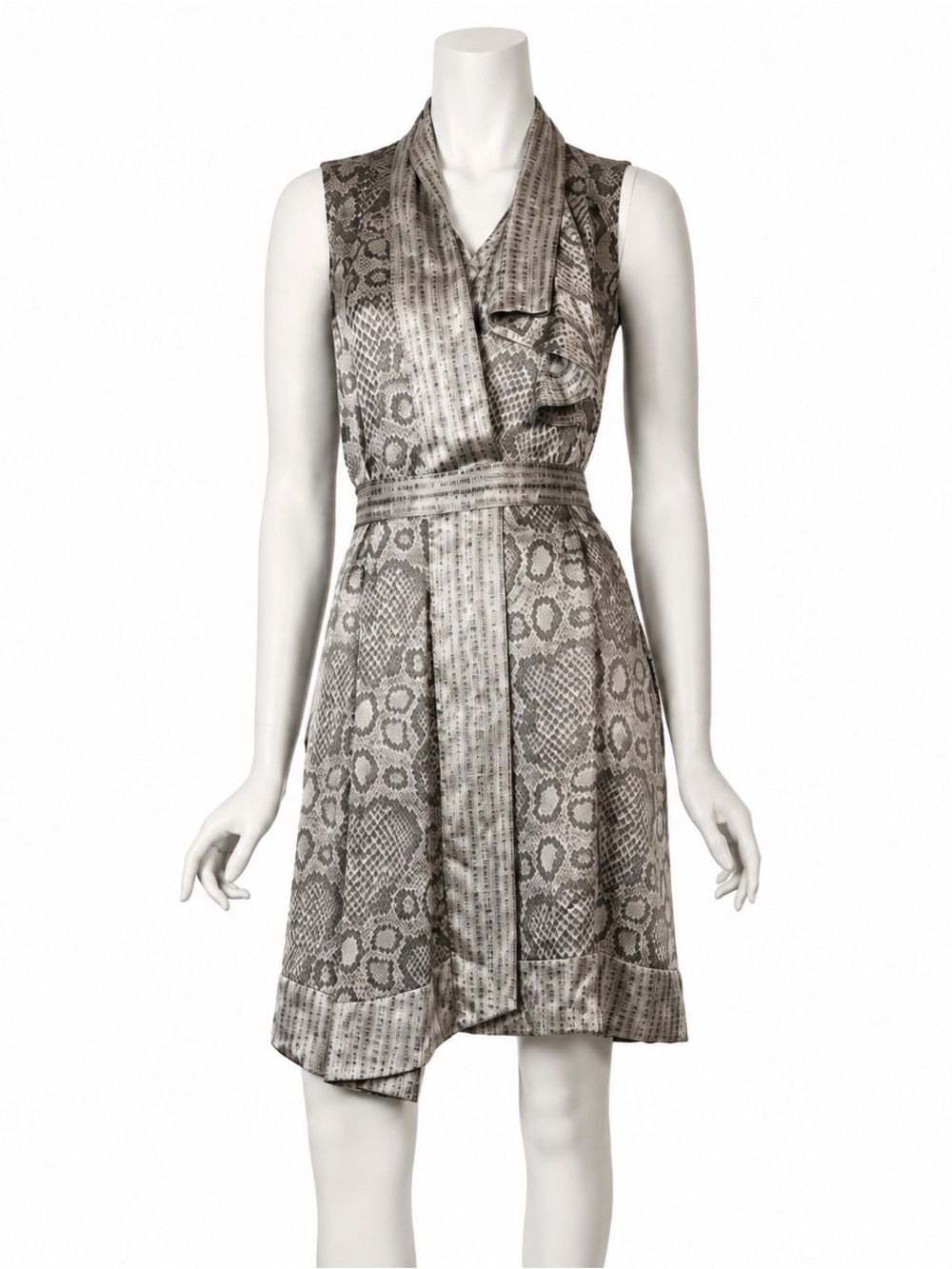 Antonio Melani Snakeskin Print Belted Wrap Dress Size 4 NWT